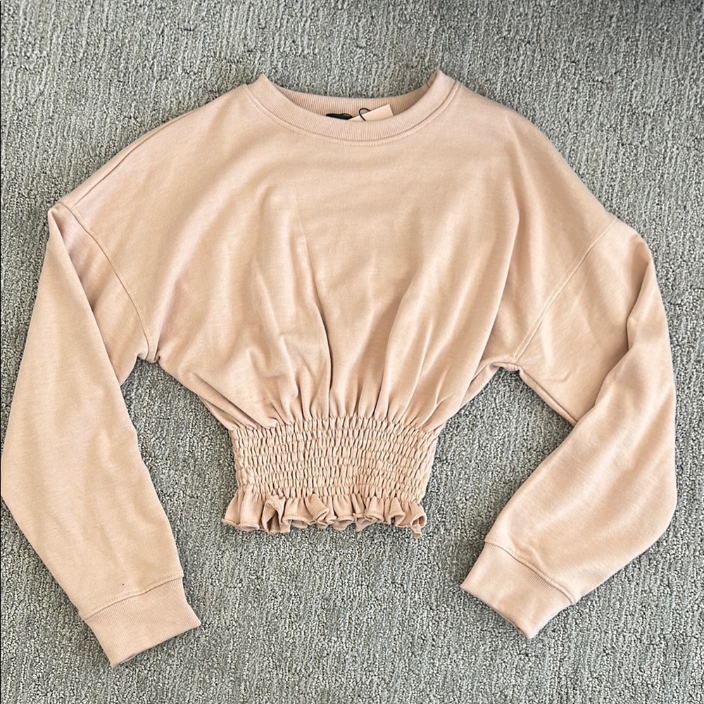 Missguided Blush Smocked Waist Sweatshirt